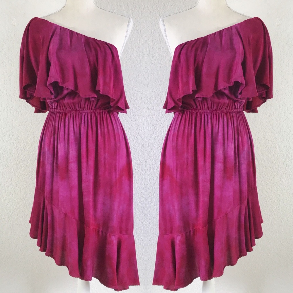 PLANET BLUE OFF THE SHOULDER TIE DYE SUN DRESS L